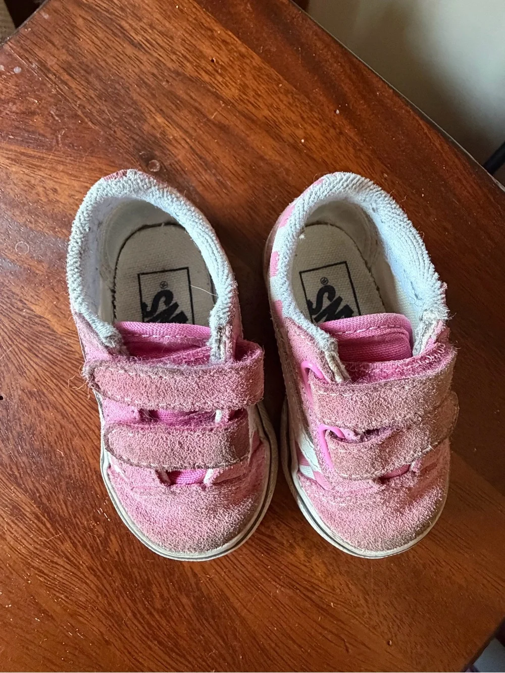 Vans Kids Pink Checkerboard Velcro Sneakers